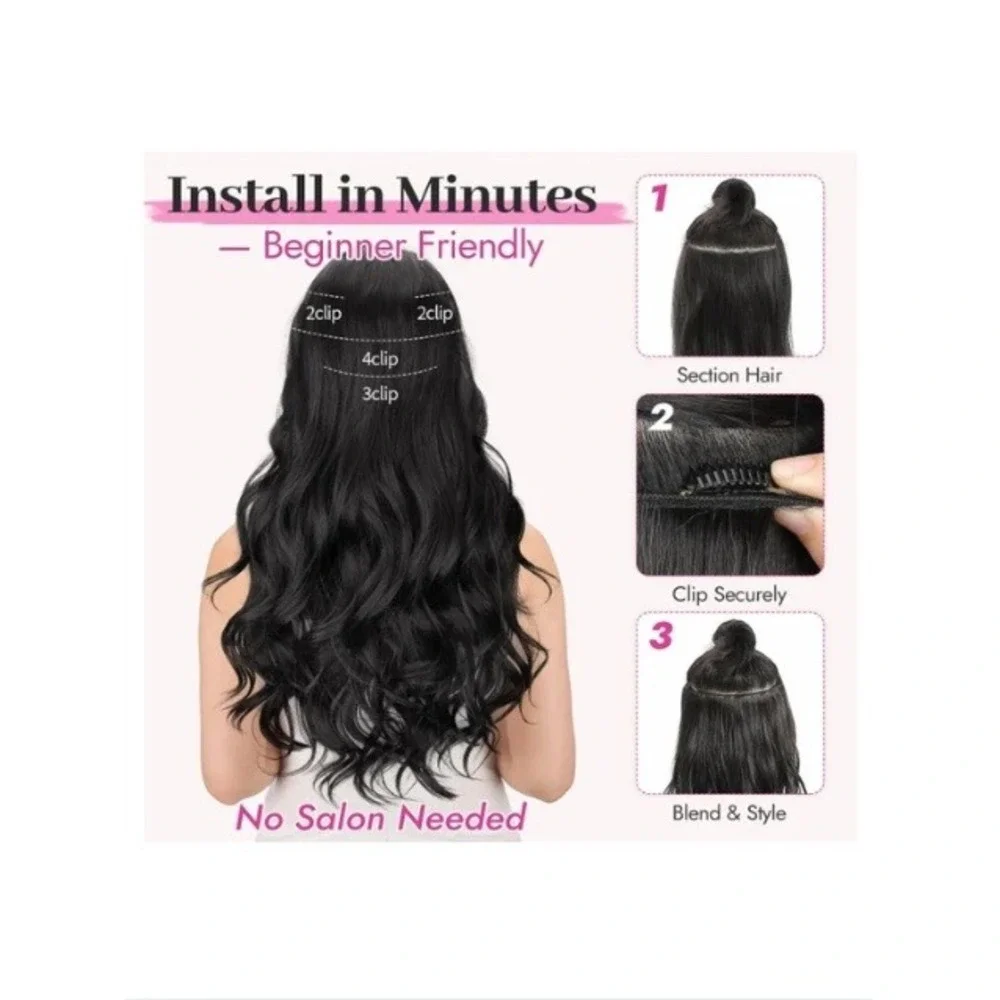 Kookastyle 20 Inch Clip In Hair Extensions Dark Walnut Brown Wavy 4 Pcs 200g